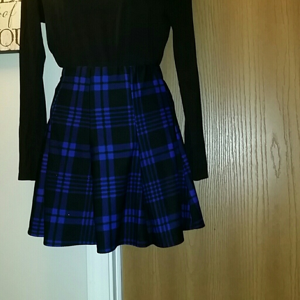 Plaid Elastic waist skater Skirt